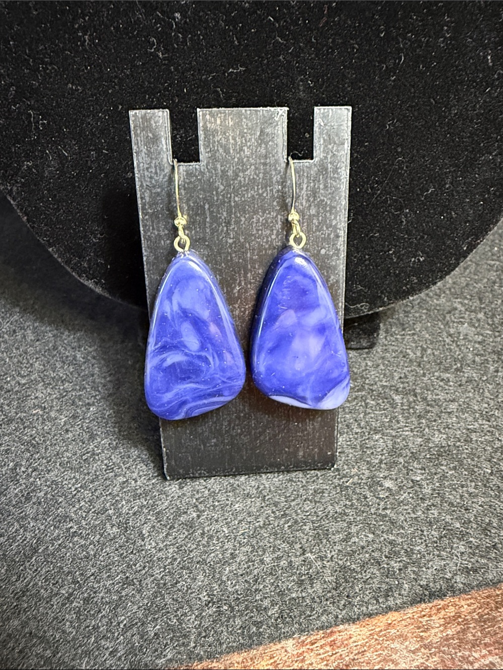 Handmade Blue Resin Teardrop Dangle Earrings
